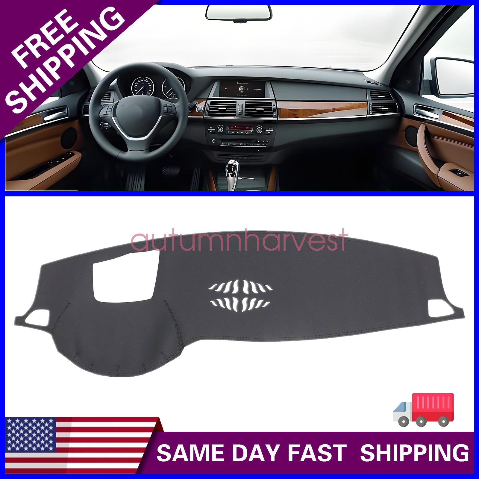 For BMW X5 X6 2008 2009 2010 2011-2013 Leather Dashboard Dash Cover Dashmat