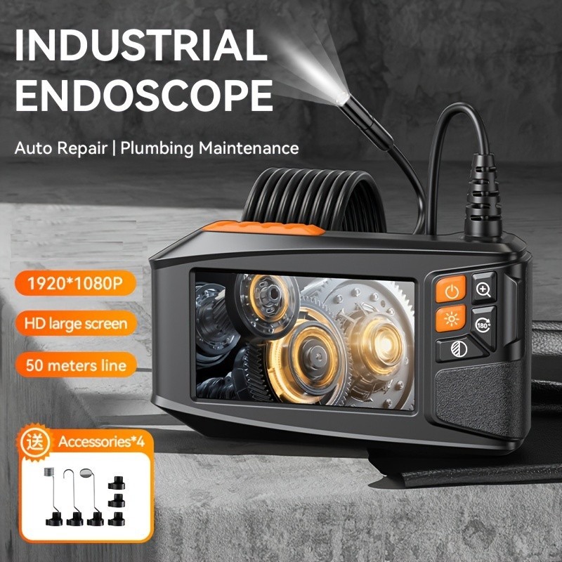 4.3" HD 1920P Endoscope Camera with Light,Snake Inspection Camera,16.4ft NEW TOP