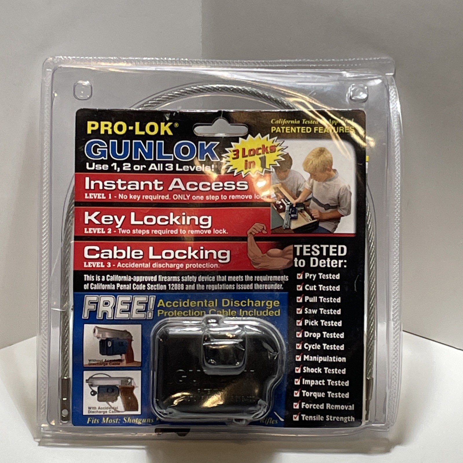 Pro-Lok Gunlok 3 Locks In 1 Protection Cable Included.  Brand New