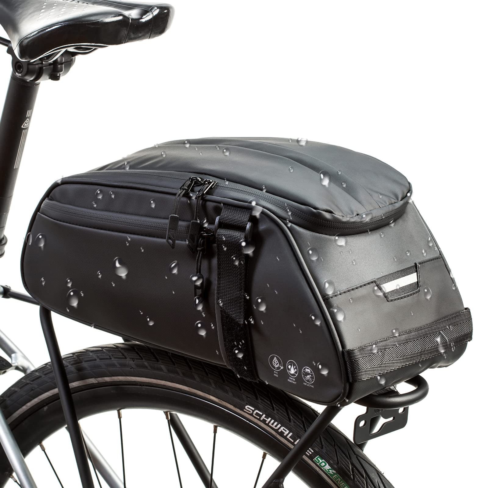 Bike Rear Bag Reflective,Water Resistant Bicycle Pannier Rack Bag Cargo Trunk...