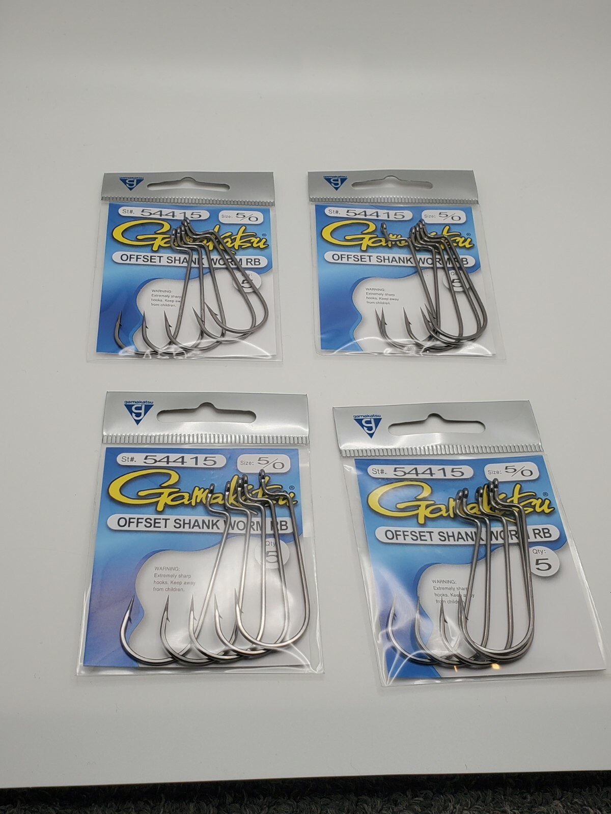 4 - Gamakatsu Off Set Shank Worm Fishing Hooks Size 5 5/pkg 54415
