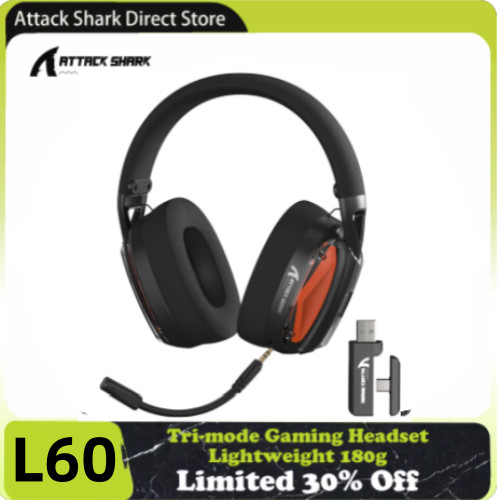 ATTACK SHARK L60 Ultra-Light Tri-Mode Wireless Gaming Noise Cancelling Headset