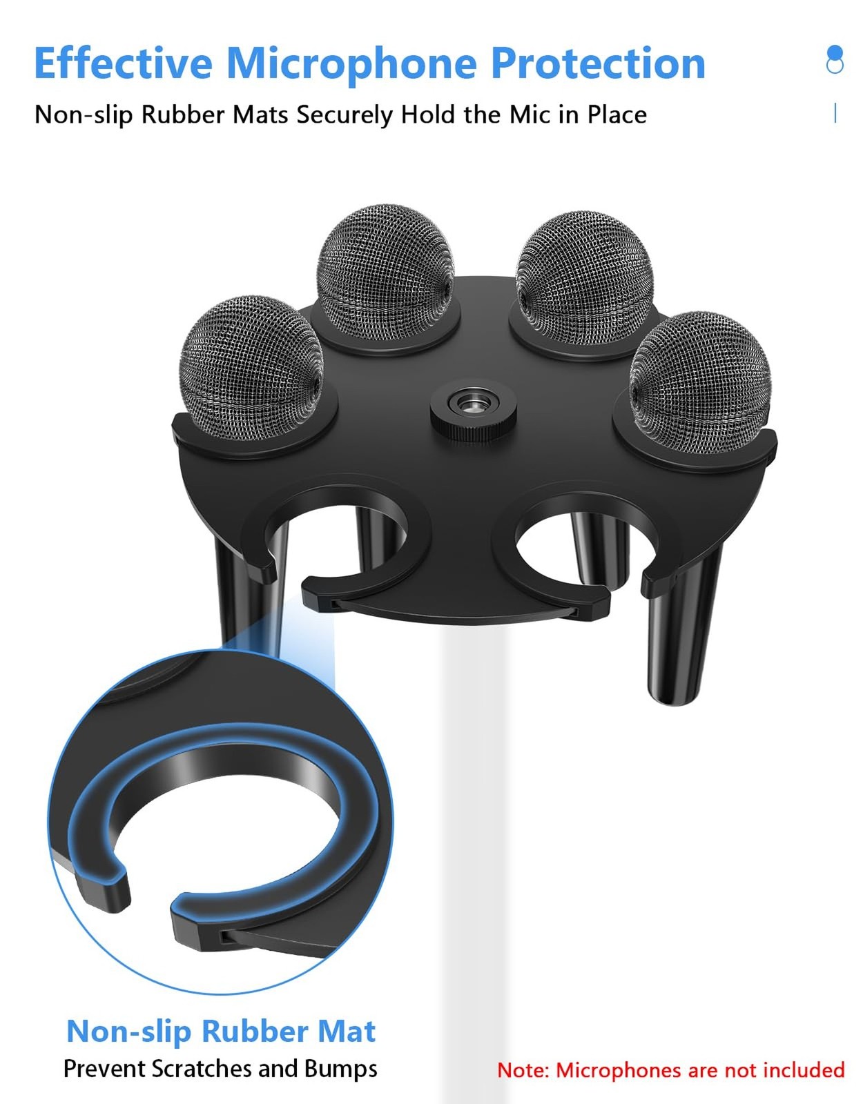 Multi Microphone Holder (Aluminum) Multi-Mic Holder for Handheld Dynamic, Wir...