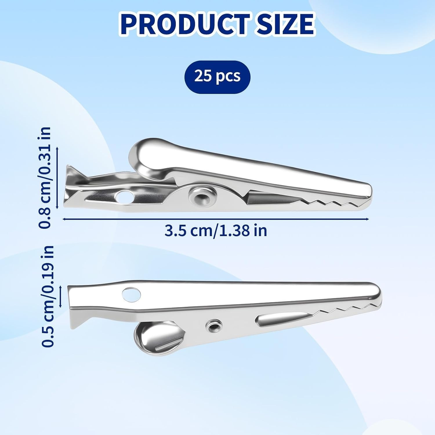 Compact 25 Pcs Metal Alligator Clips - Reliable Nickel Plated for Multiple Uses