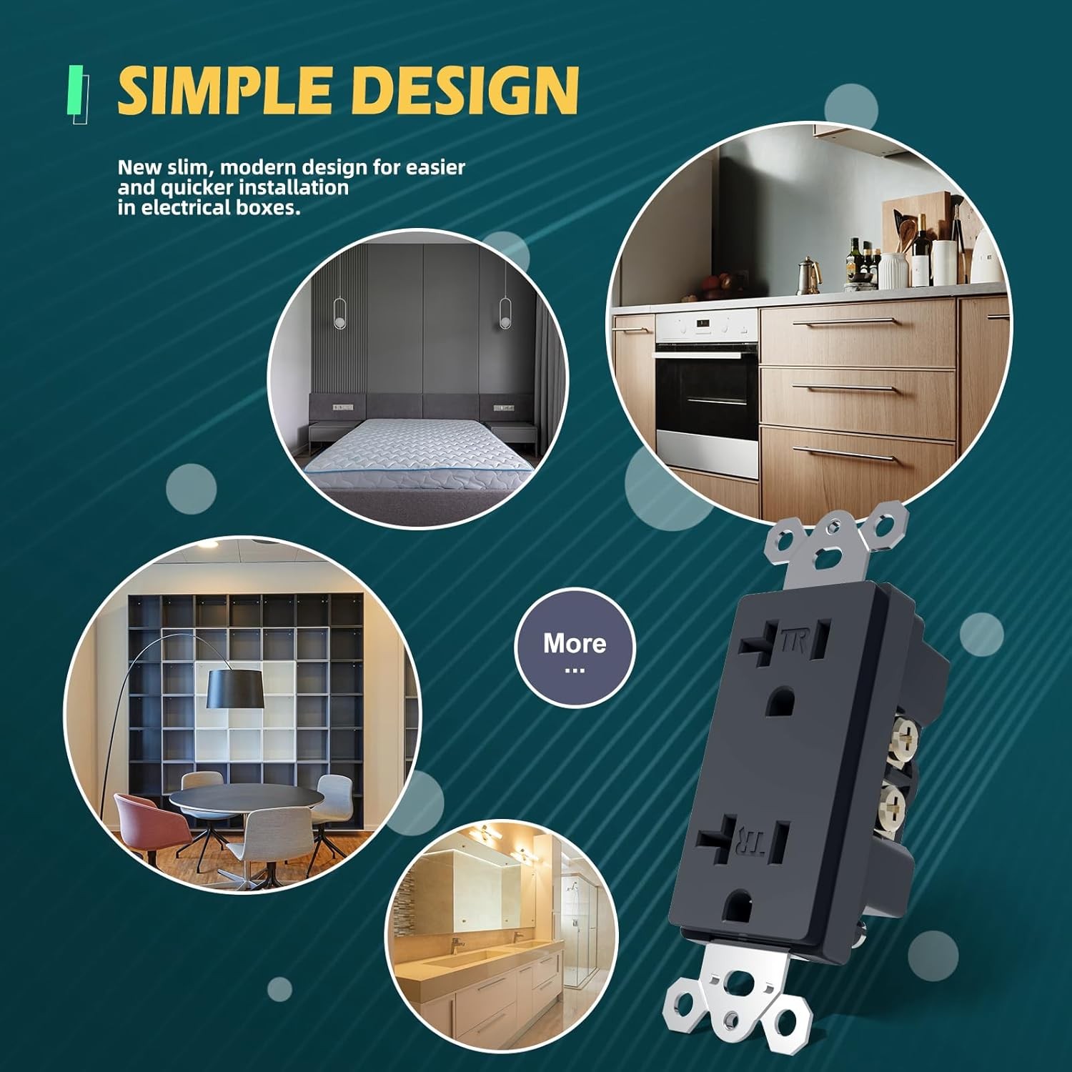 TOPELER Black Decora Electrical Wall Outlets,Tamper-Resistant Duplex Receptacle