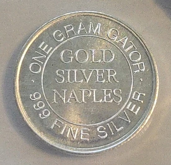 1 gram .999 Fine Silver Round - Gator gram GREAT STATE of FLORIDA