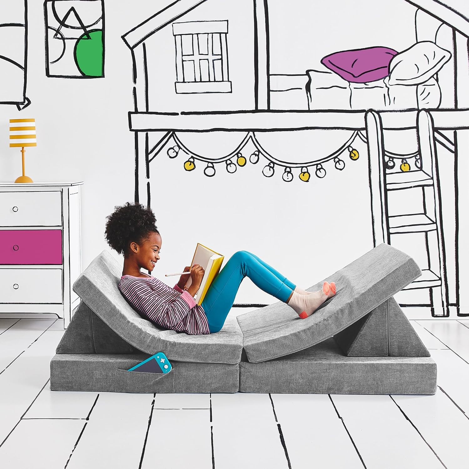 Kids and Toddler Play Couch, Convertible Folding Sofa, Durable Foam Modular Desi