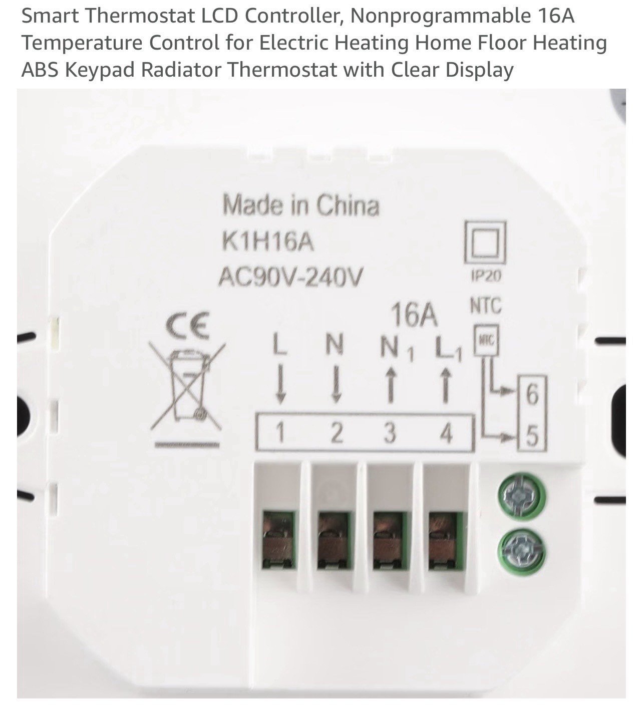 Smart Thermostat with LCD Display, 16A Keypad Temperature Controller for