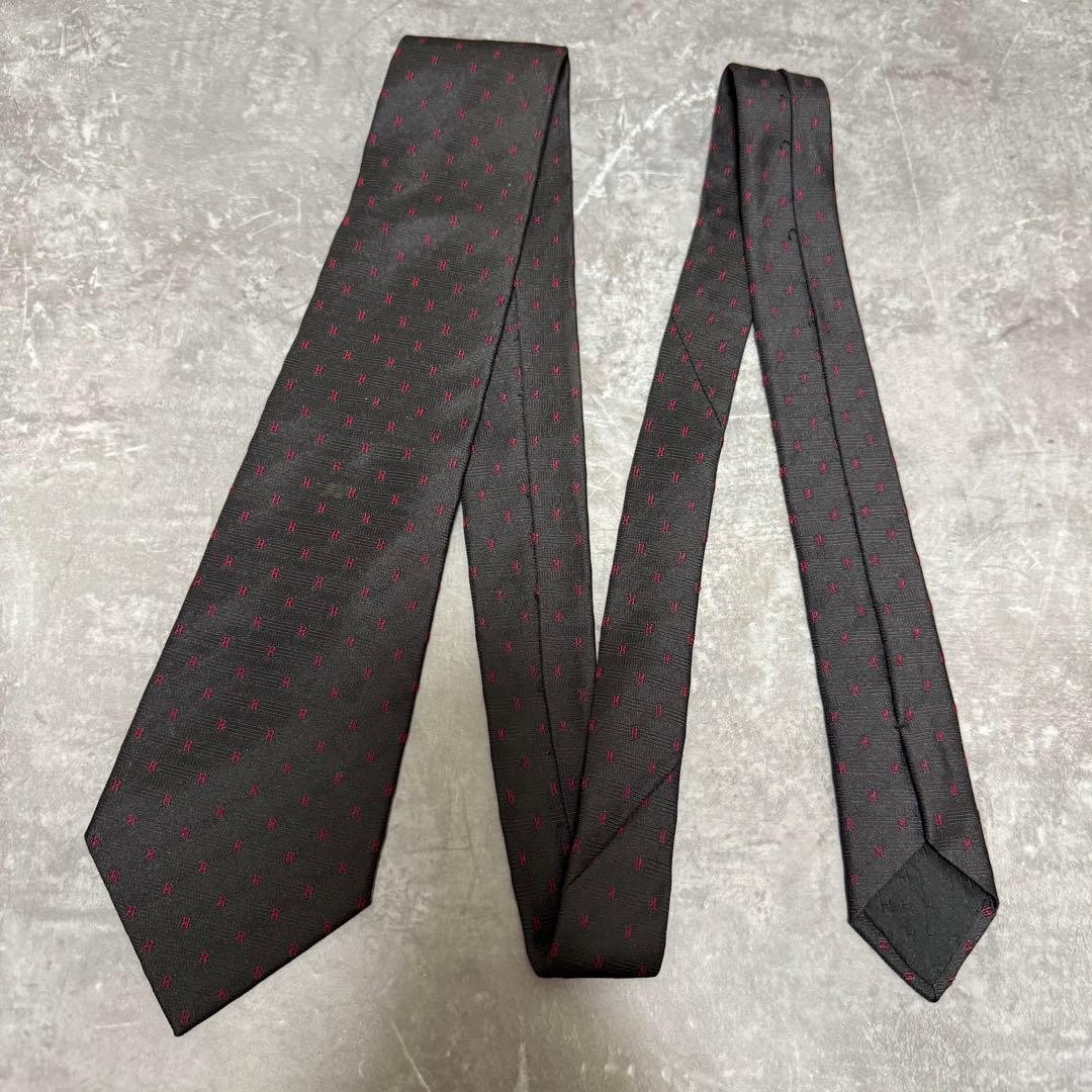 HERMES Tie Black Fasone H Pattern