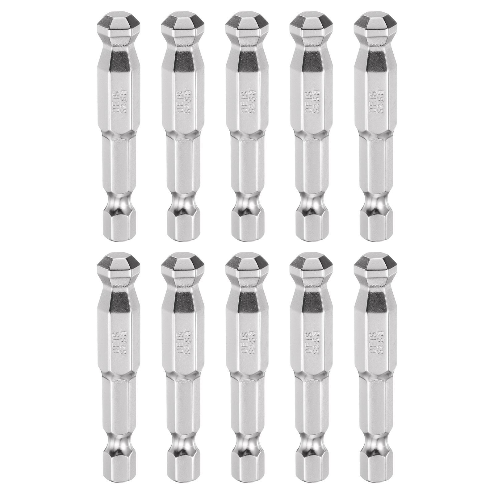 10pcs Ball End Hex Screwdriver Bit H8 Head 1/4" Hex Shank 2" Long Magnetic