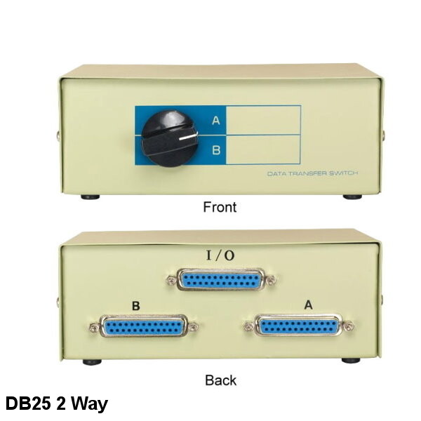 KNTK 2-Way DB25 Manual Data Transfer Switch Box Rotary for Parallel Printer PC