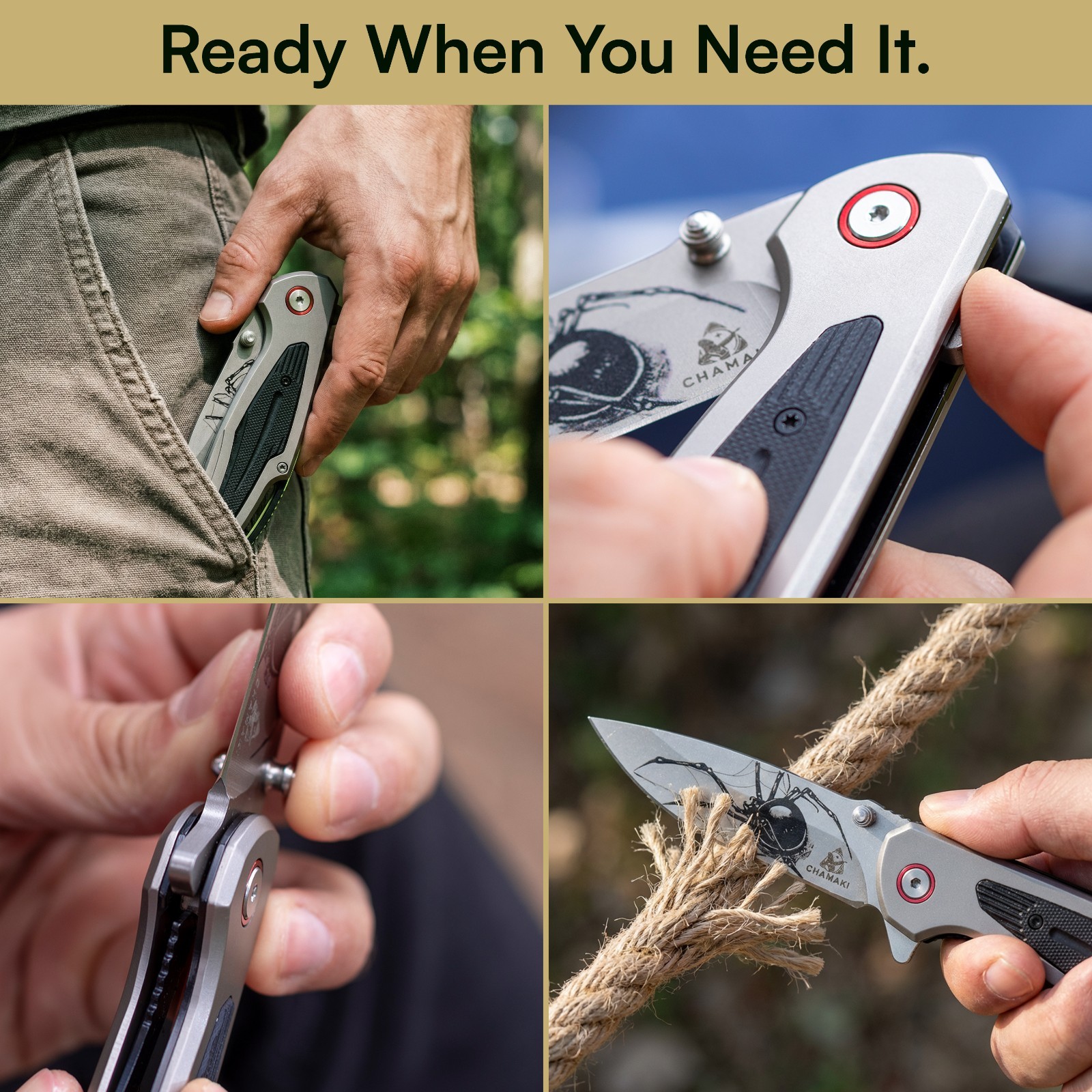 Chamaki Spider Folding Knife Tactical EDC Pocket Knife Razor Sharp Gift Ready