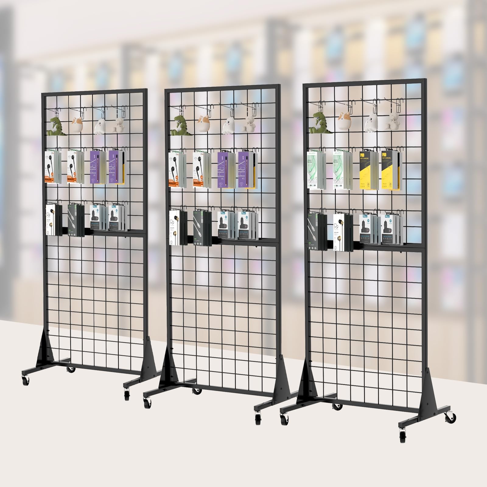DEYEGELEA Gridwall Panel Display Stands 3pk 2'x5.5'