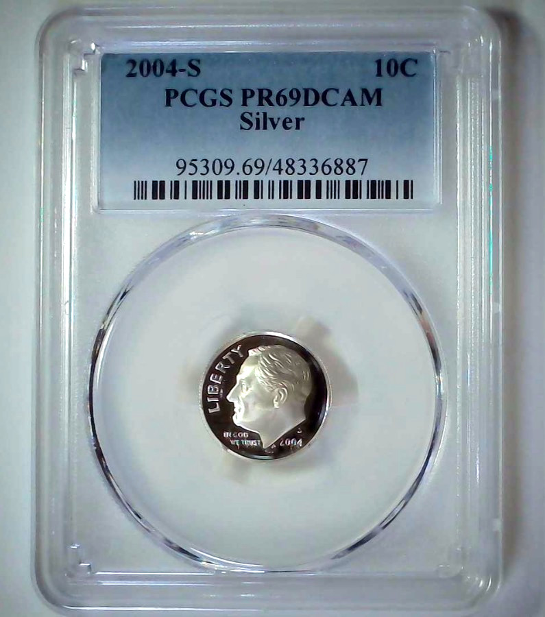 2004-S 10C Roosevelt Dime  PCGS PR69DCAM 90% Silver 26rtt0215