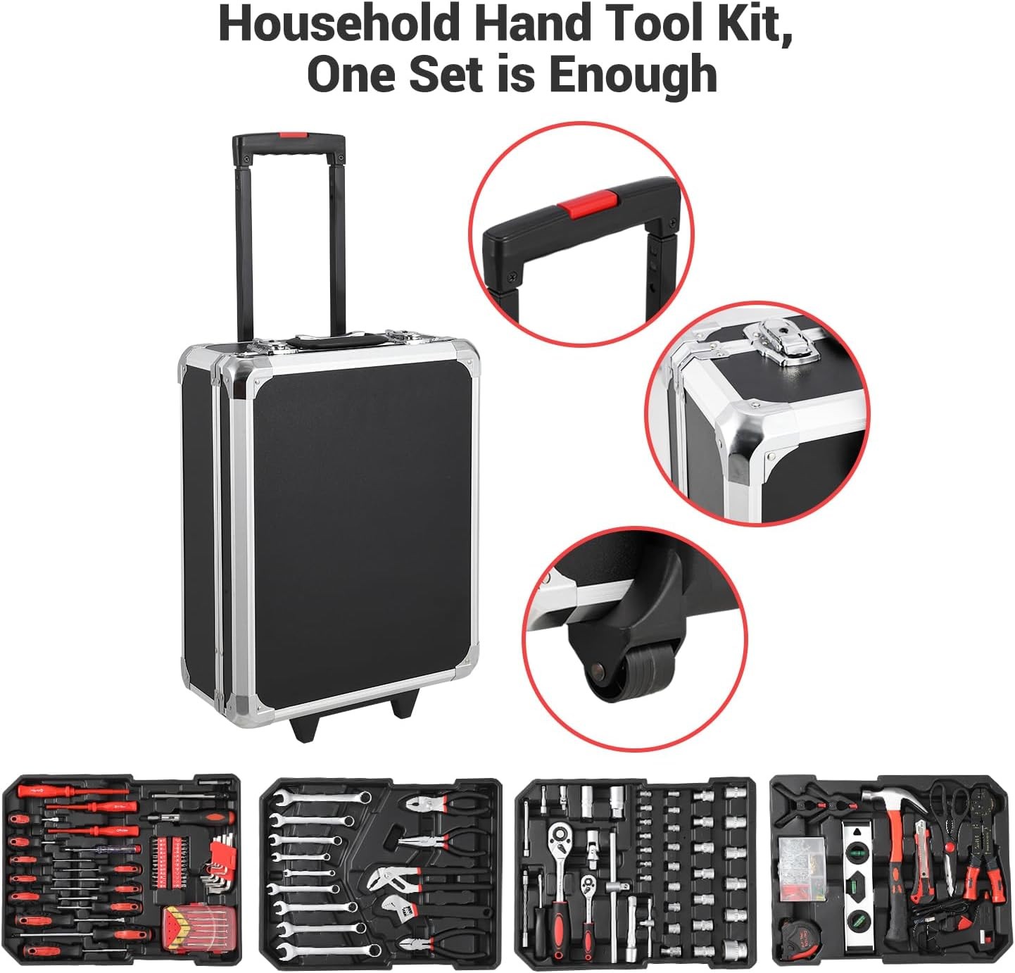 800 PCS Tool Set Mechanics Tool Kit Wrenches Socket Repair Tool Case w/wheels