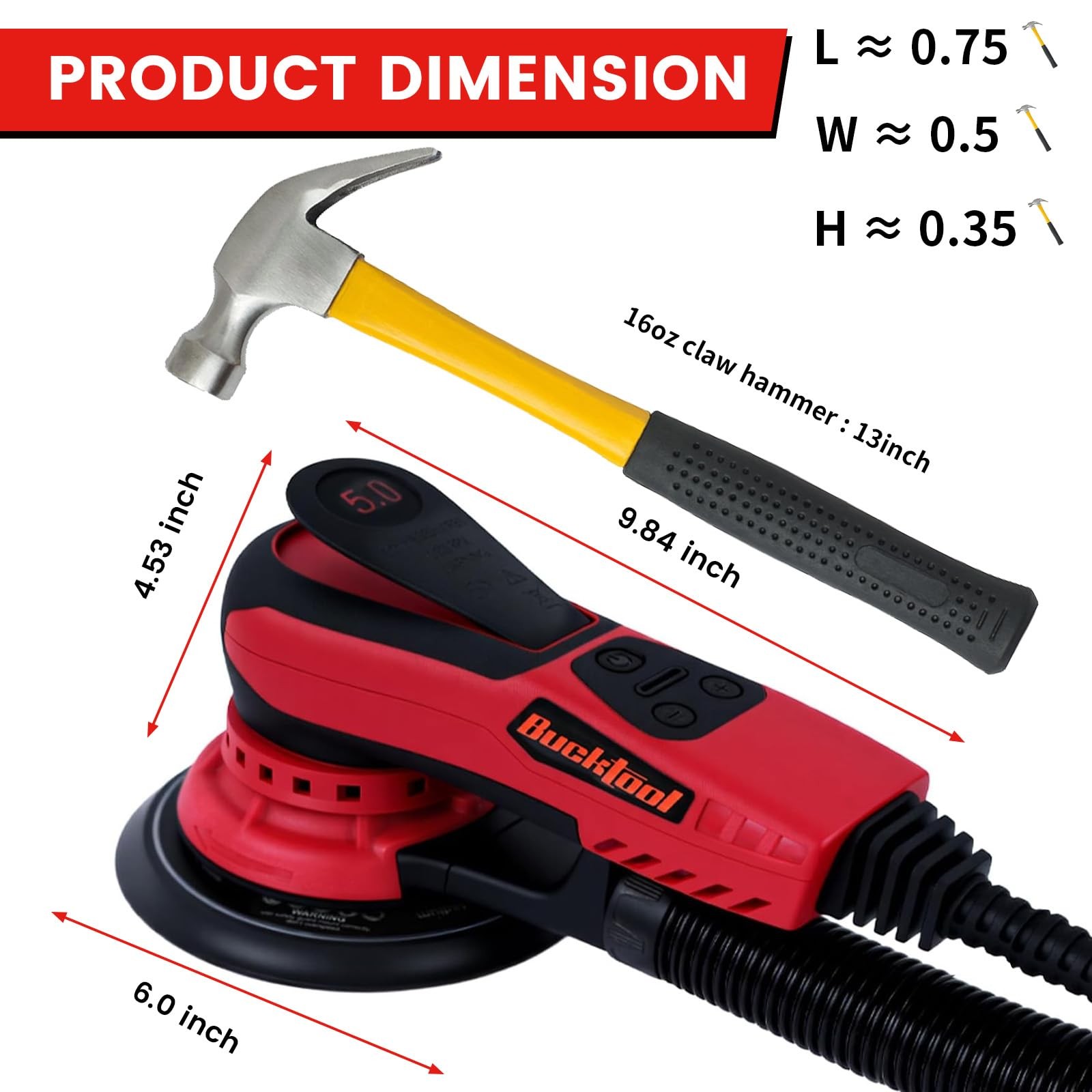 Variable Speed Random Orbital Sander,5" and 6" Pads,3A Brushless