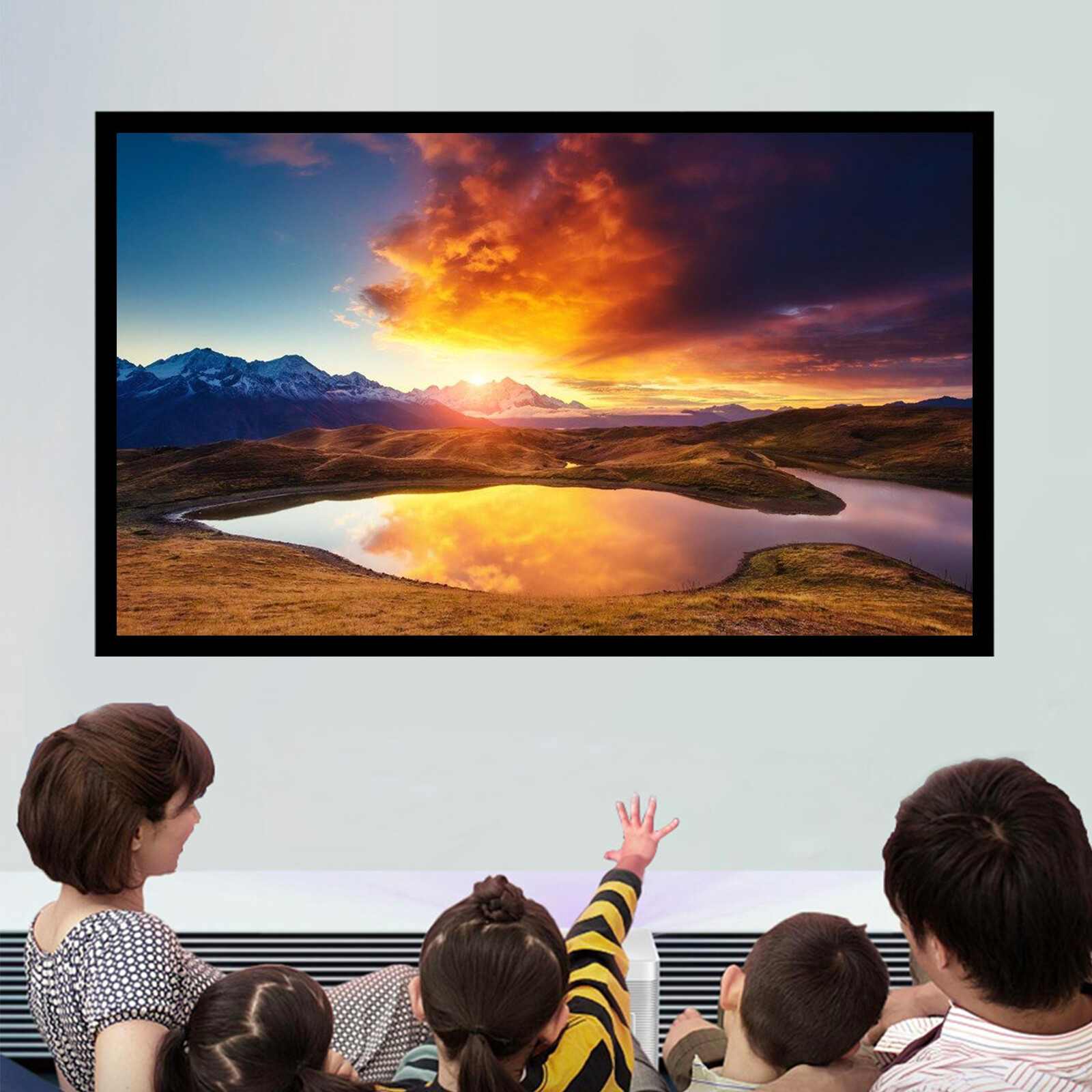 135" Inch Fixed Aluminum Frame Projector Screen Home Theatre HD TV Projection
