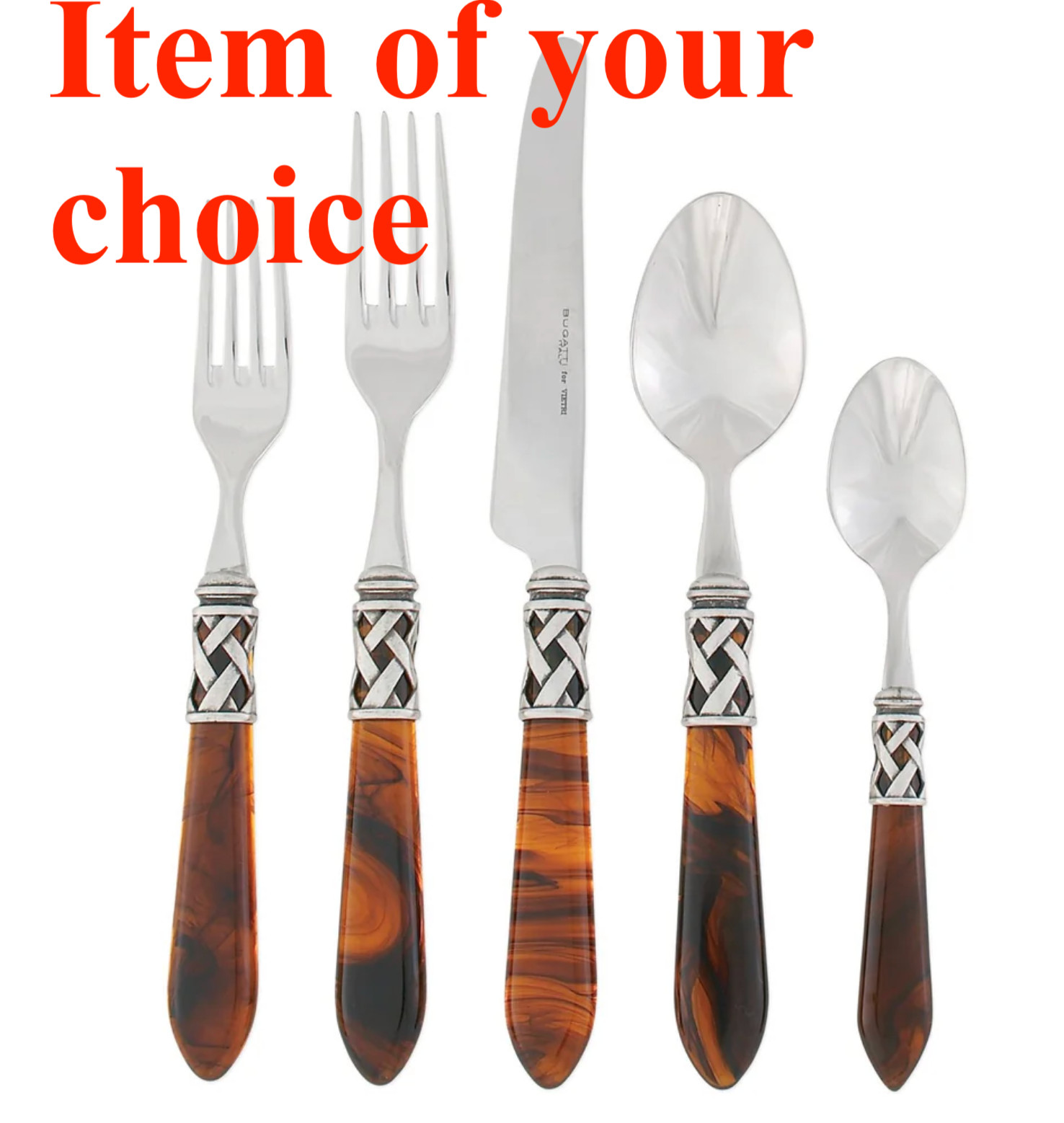 VIETRI BUGATTI ALADDIN TORTOISE ACRYLIC STAINLESS STEEL YOUR CHOICE FLATWARE NEW