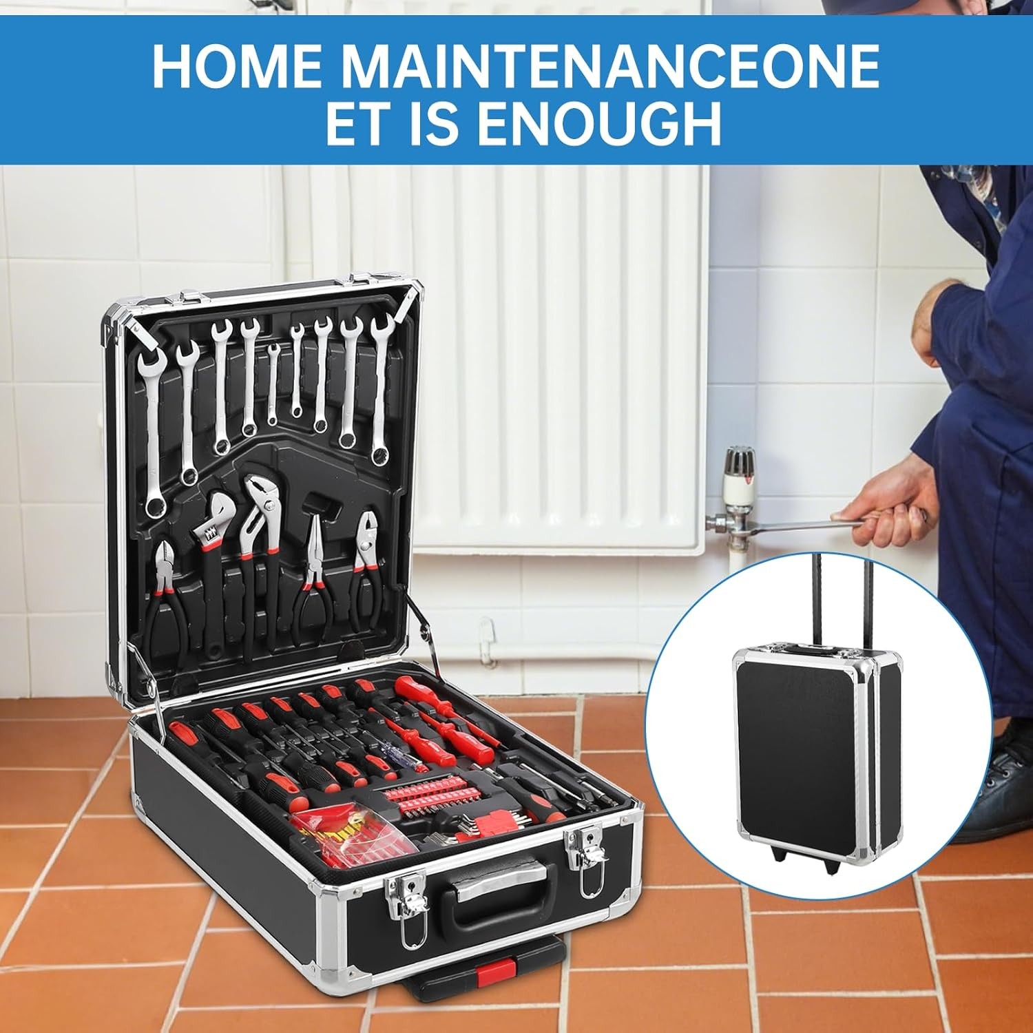 800 PCS Tool Set Mechanics Tool Kit Wrenches Socket Repair Tool Case w/wheels