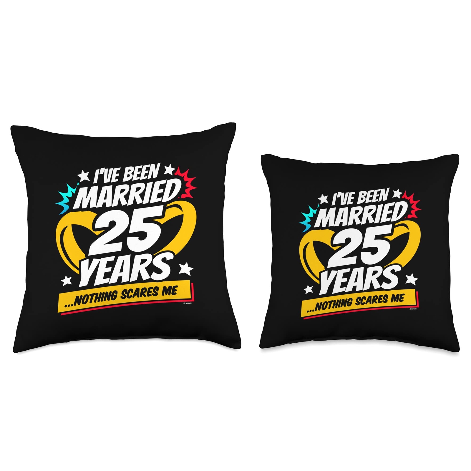 Married 25 Years - Married Couple - 25th Wedding Anniversary Throw Pillow