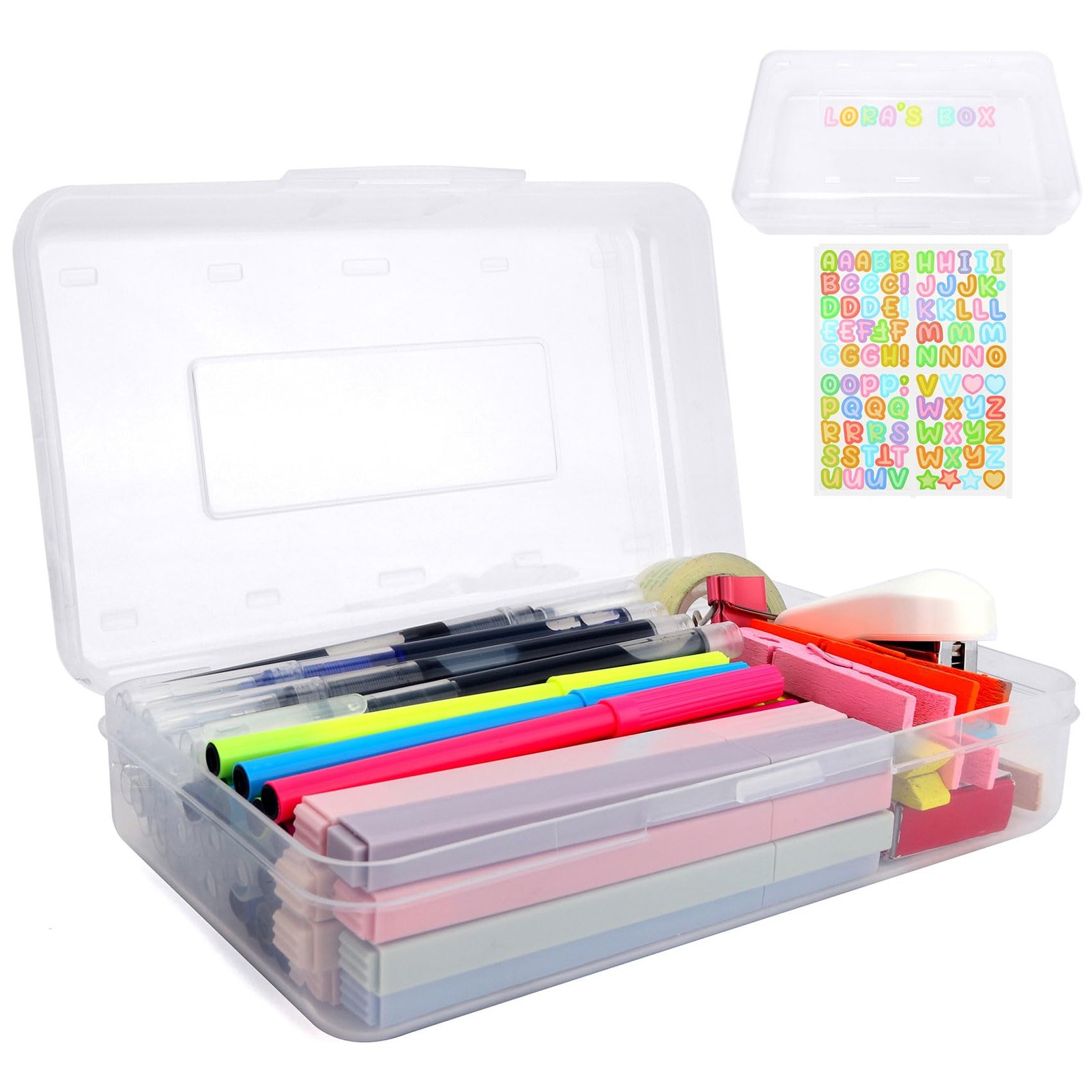 Clear Large Pencil Case Hard Plastic Box Office Supplies Large,
