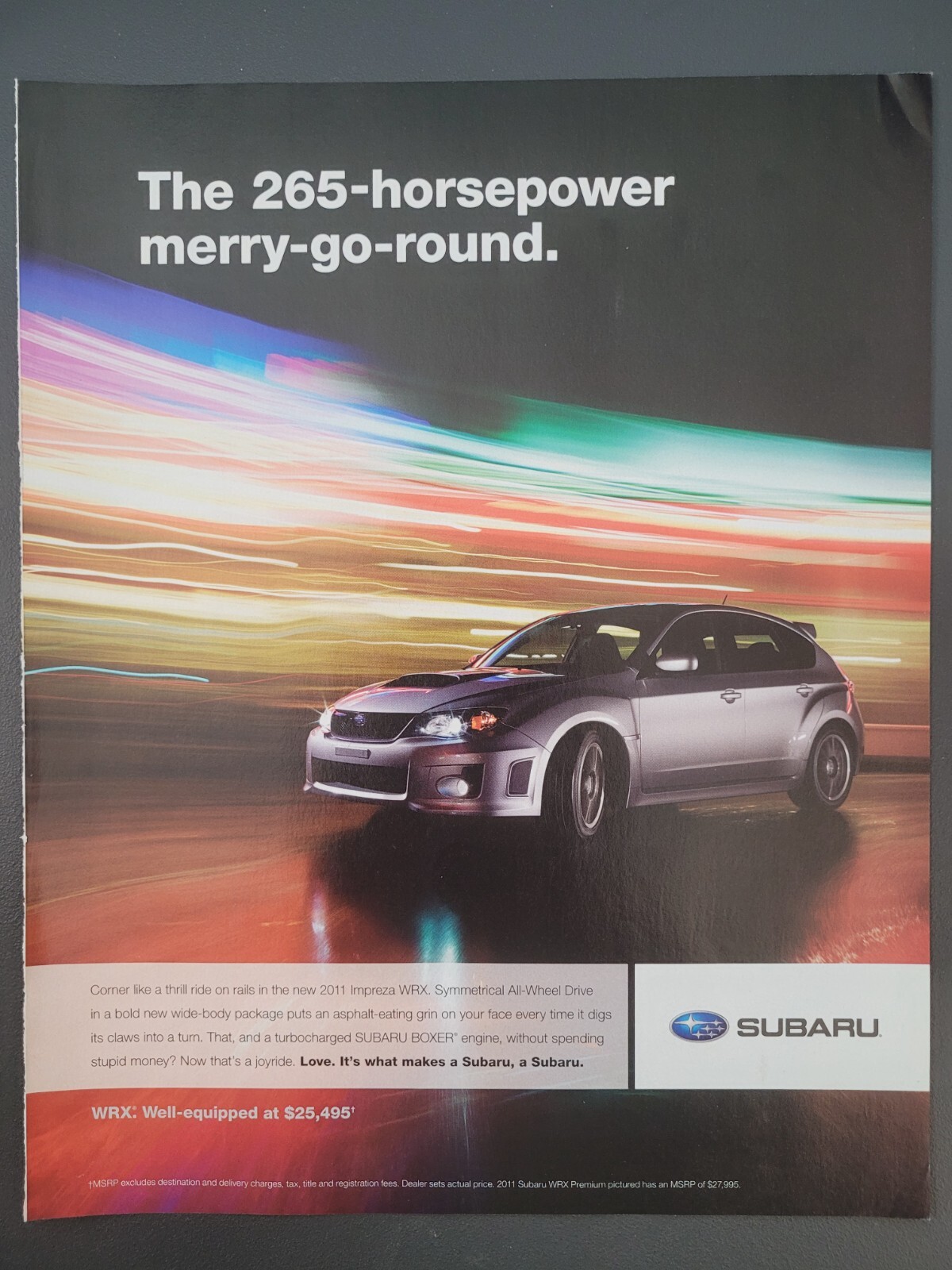 2010 Magazine PRINT AD Subaru WRX Sports Car "265 hp Merry-Go-round" Wagon