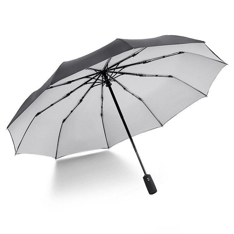 Krago Auto Open and Close 10 Fiberglass Ribs Double Canopy Umbrella Grey