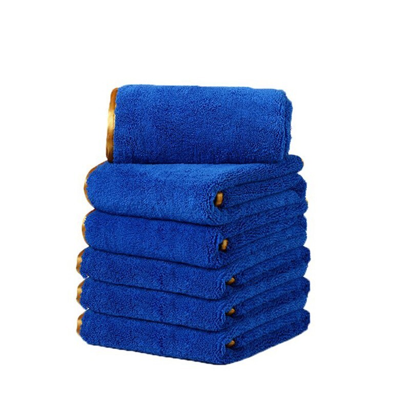 6 Pc Thick Microfiber Plush Towel Cleaning No-Scratch Rag Detailing 16"x24" Blue