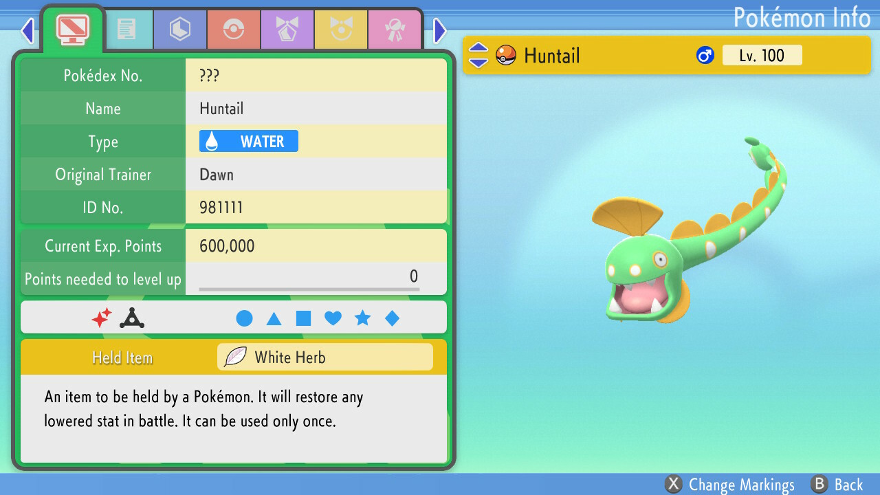Shiny Huntail 6IVs Pokemon BDSP