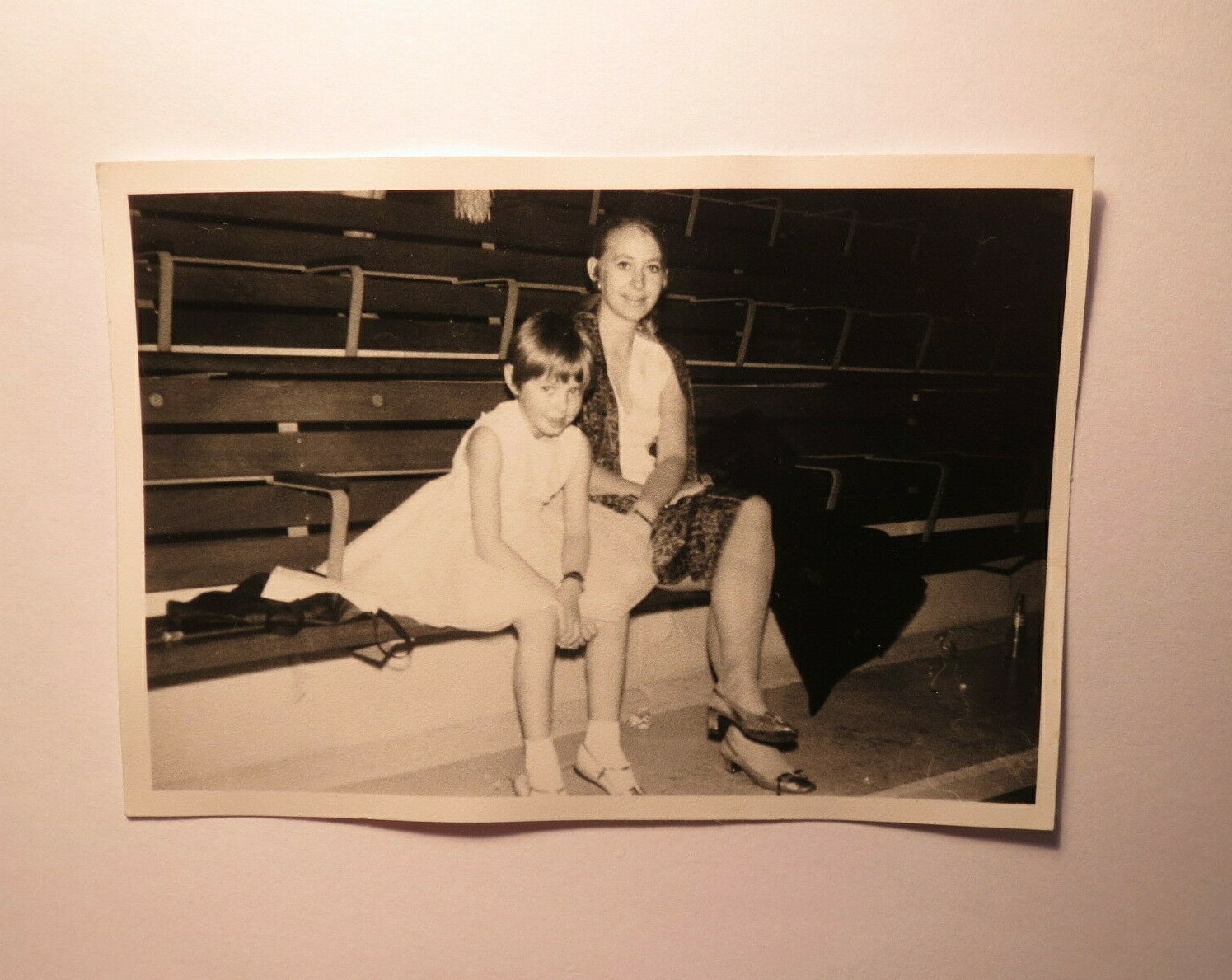 Young Beautiful Woman & Girl in Grandstand in Stadium? / Photo