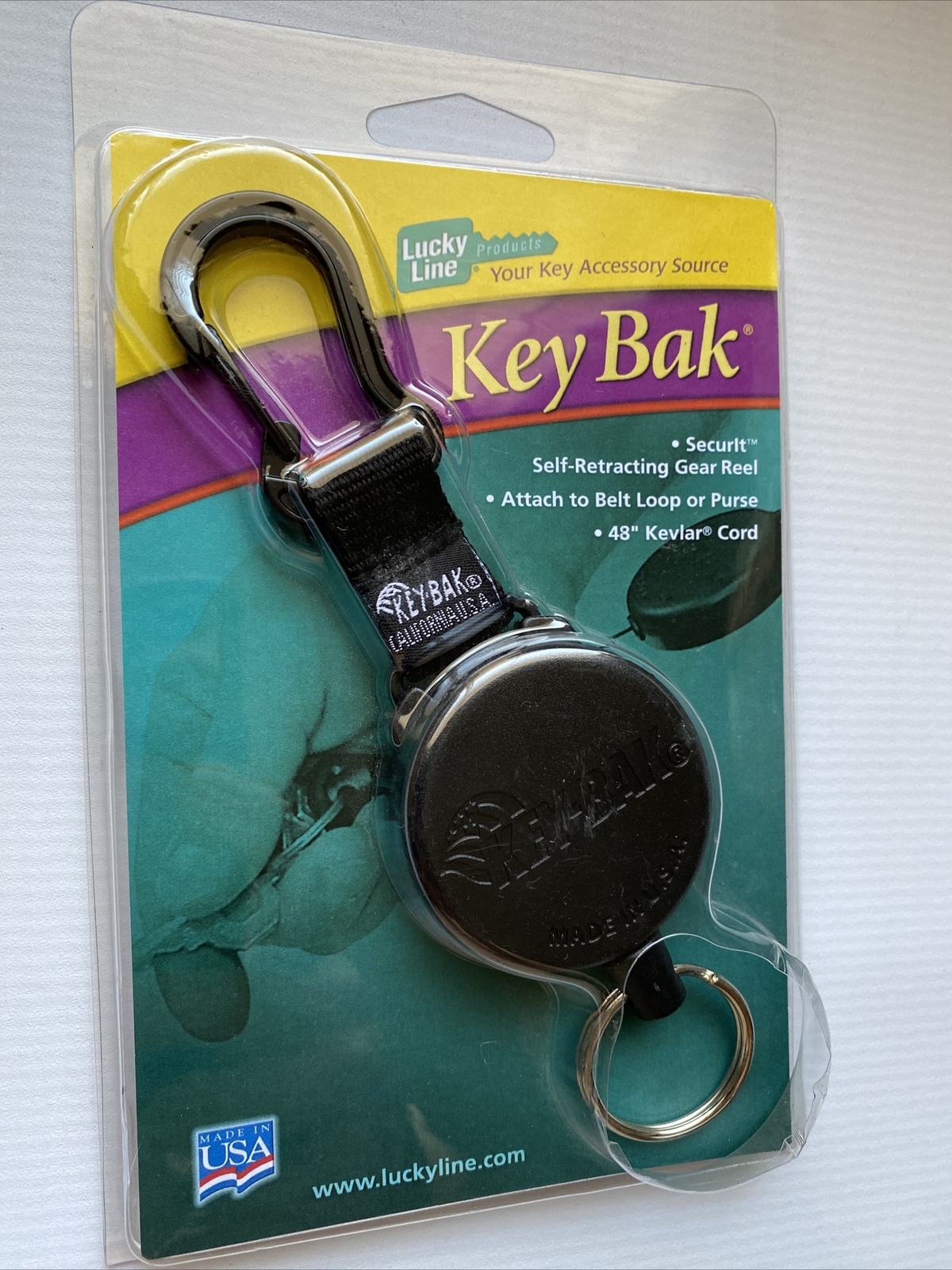 LUCKY LINE #43451 KEY BAK 48” CARBON-FIBER CORD KEY RING C-CLIP CHAIN SECURIT