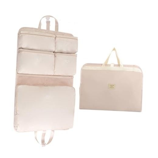 7-in-1 Travel Storage Bag, Foldable Hanging Packing Cube with Beige