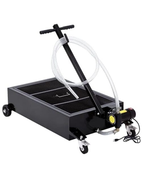 Low Profile Oil Drain Pan 110V, 20-Gallon Metal Oil Change Pan 20GAL-110V-Black