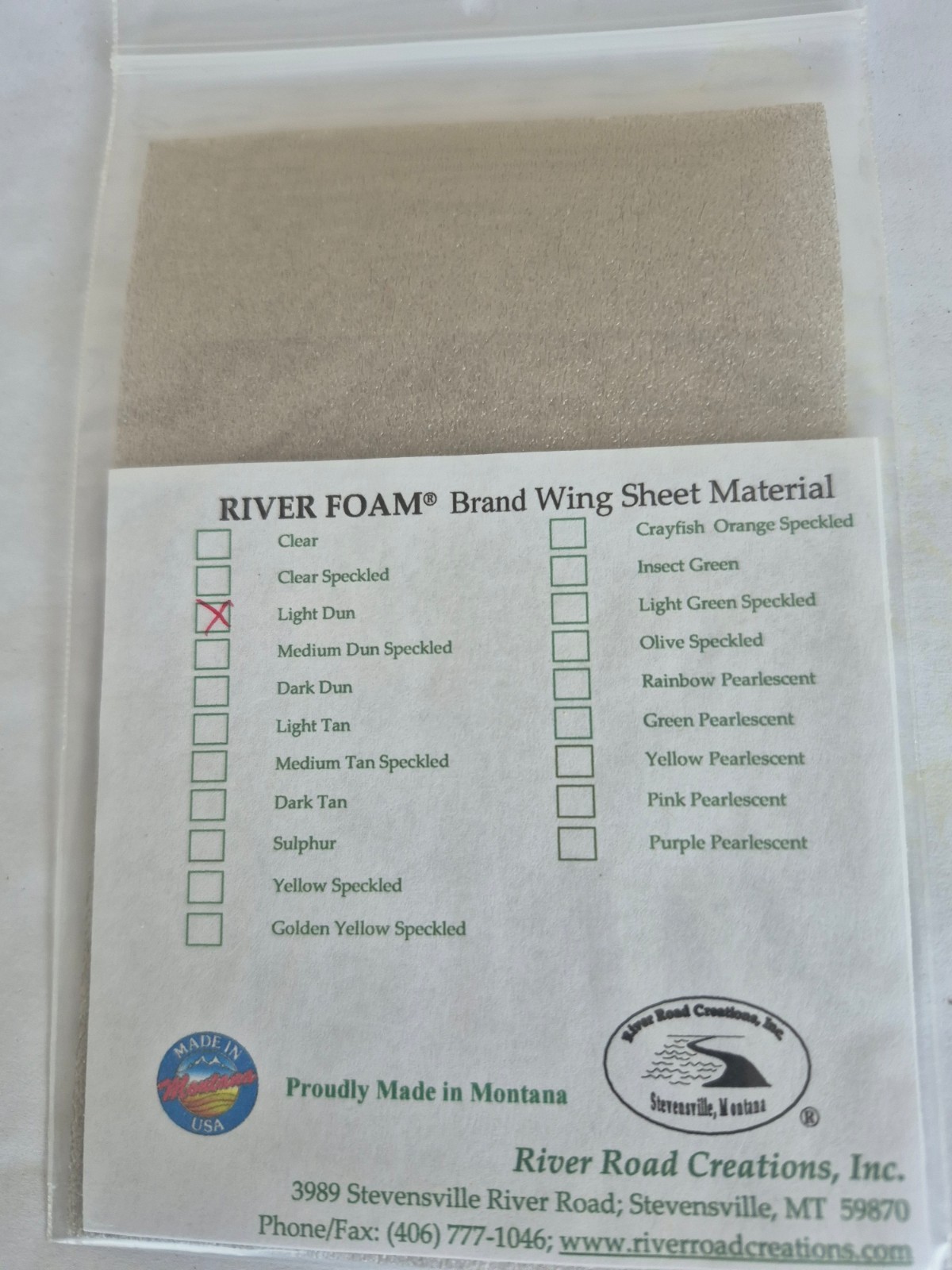 RIVER ROAD  WING SHEET  Material, Clear Speckled , Fly tying