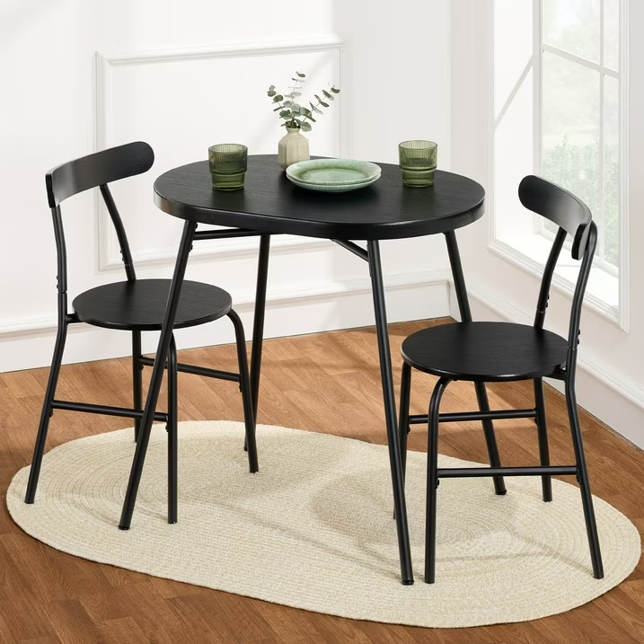 BCP 3-Piece Modern Oval Dining Table Set, Small Kitchen Dinette w/ 2 Chairs