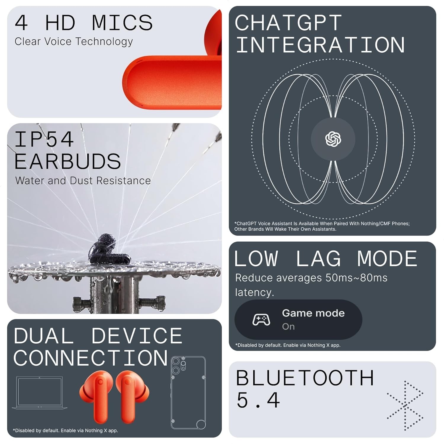 Active Noise Cancelling CMF Buds 2A Wireless Earbuds with Touch Control - Orange