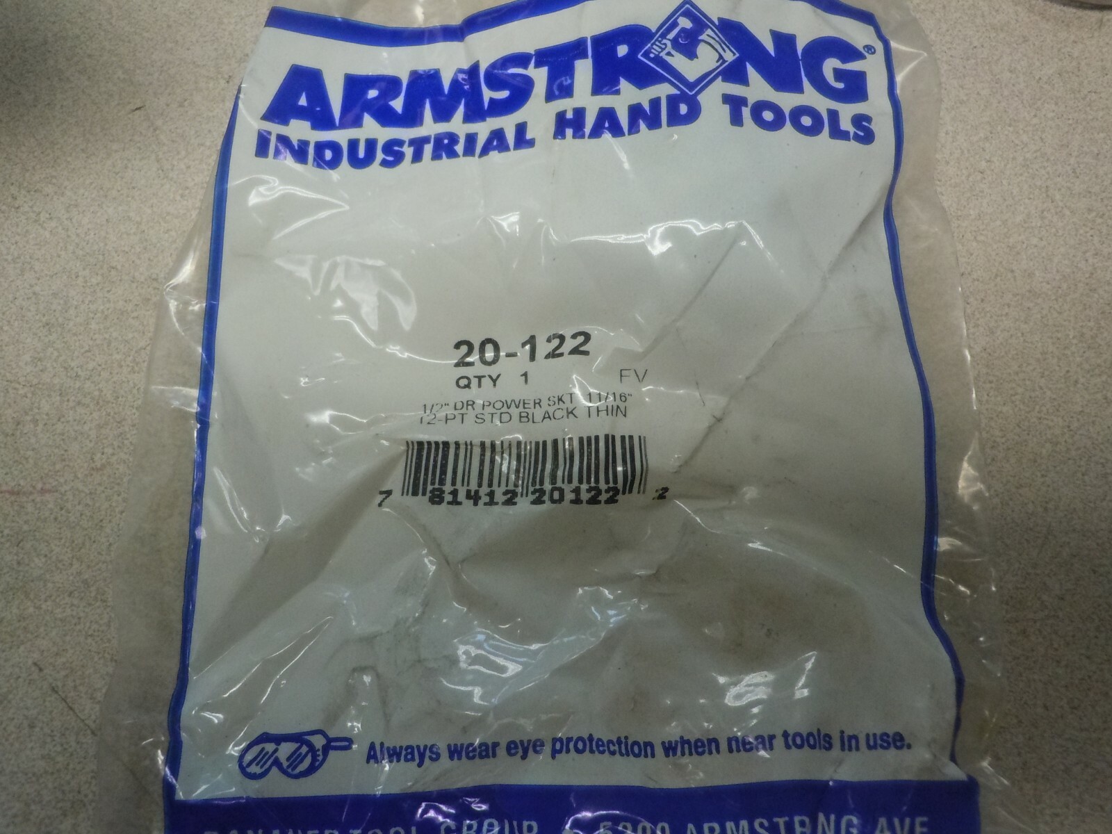 Armstrong 11/16" 1/2" Drive Standard Hand Socket. 20-122