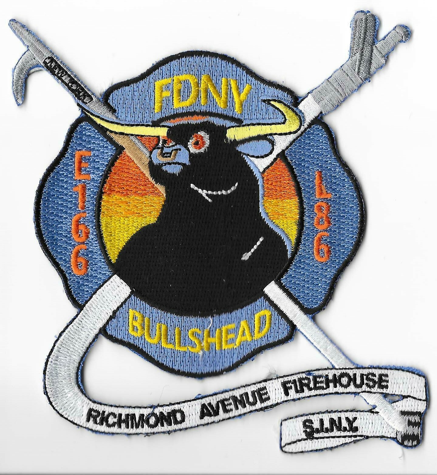 New York Fire Department (FDNY) Engine 166 Ladder 86 Bullshead Patch V1