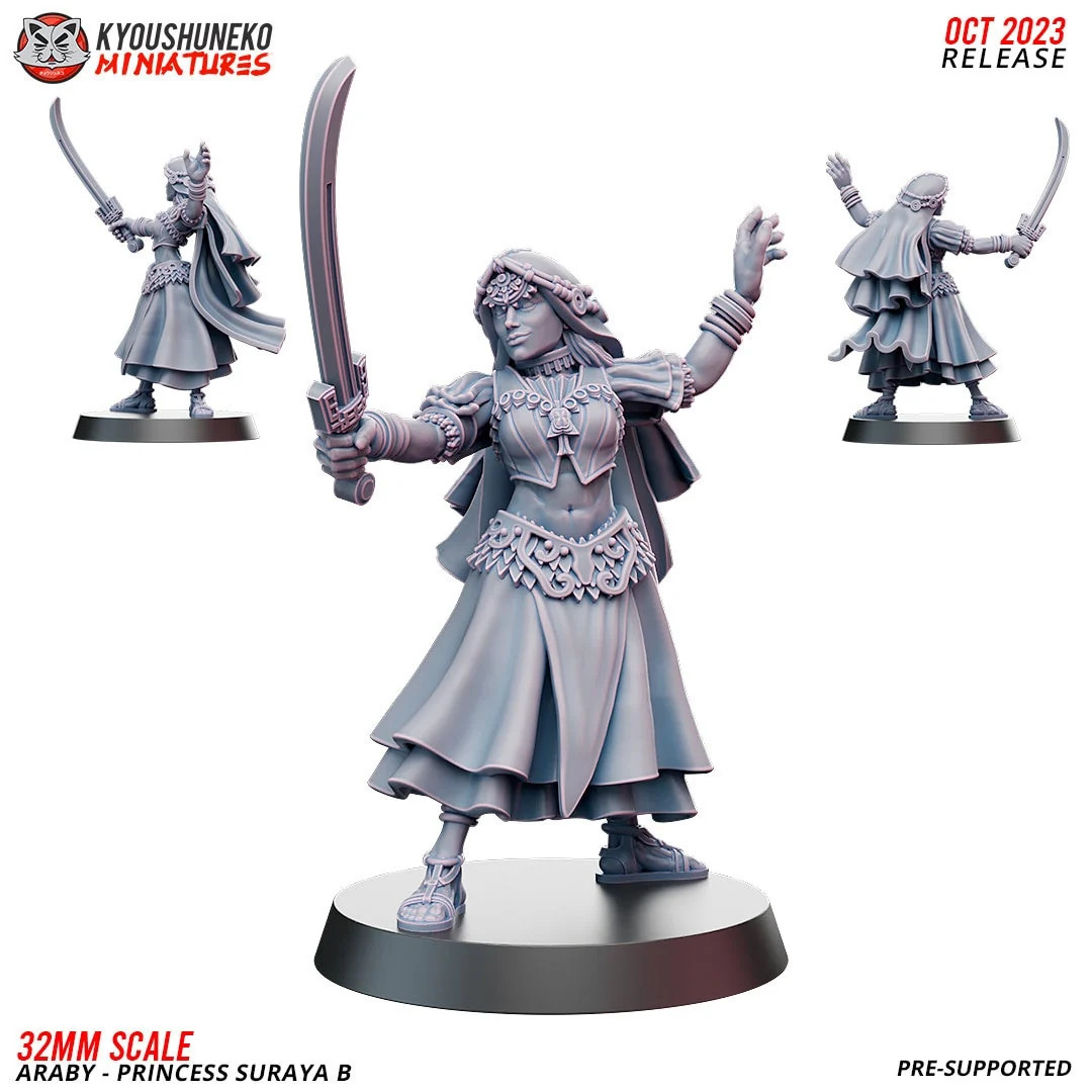 Desert Warrior Princess - 28-120mm Araby - Resin Tabletop Miniature