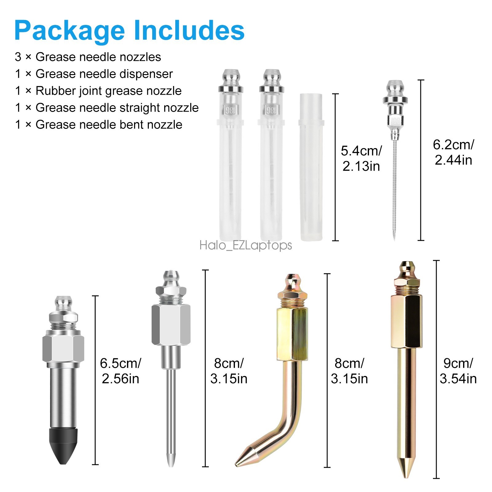 7pcs Grease Gun Accessory Kit Needle Tips Elbow Adapter Dispenser Rubber Nozzle