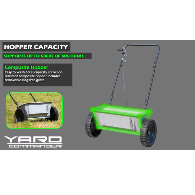 Yard Commander Drop Spreader 60-lb Capacity Compatible with Fertilizer, Seed