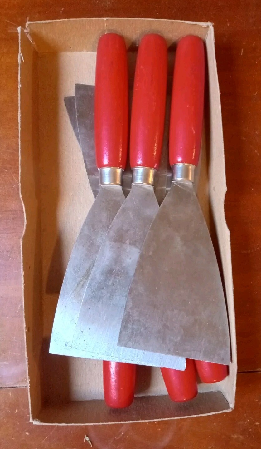 6 PACK VINTAGE GOODELL 107 WALL SCRAPER 2.75" BLADE - WOOD HANDLE