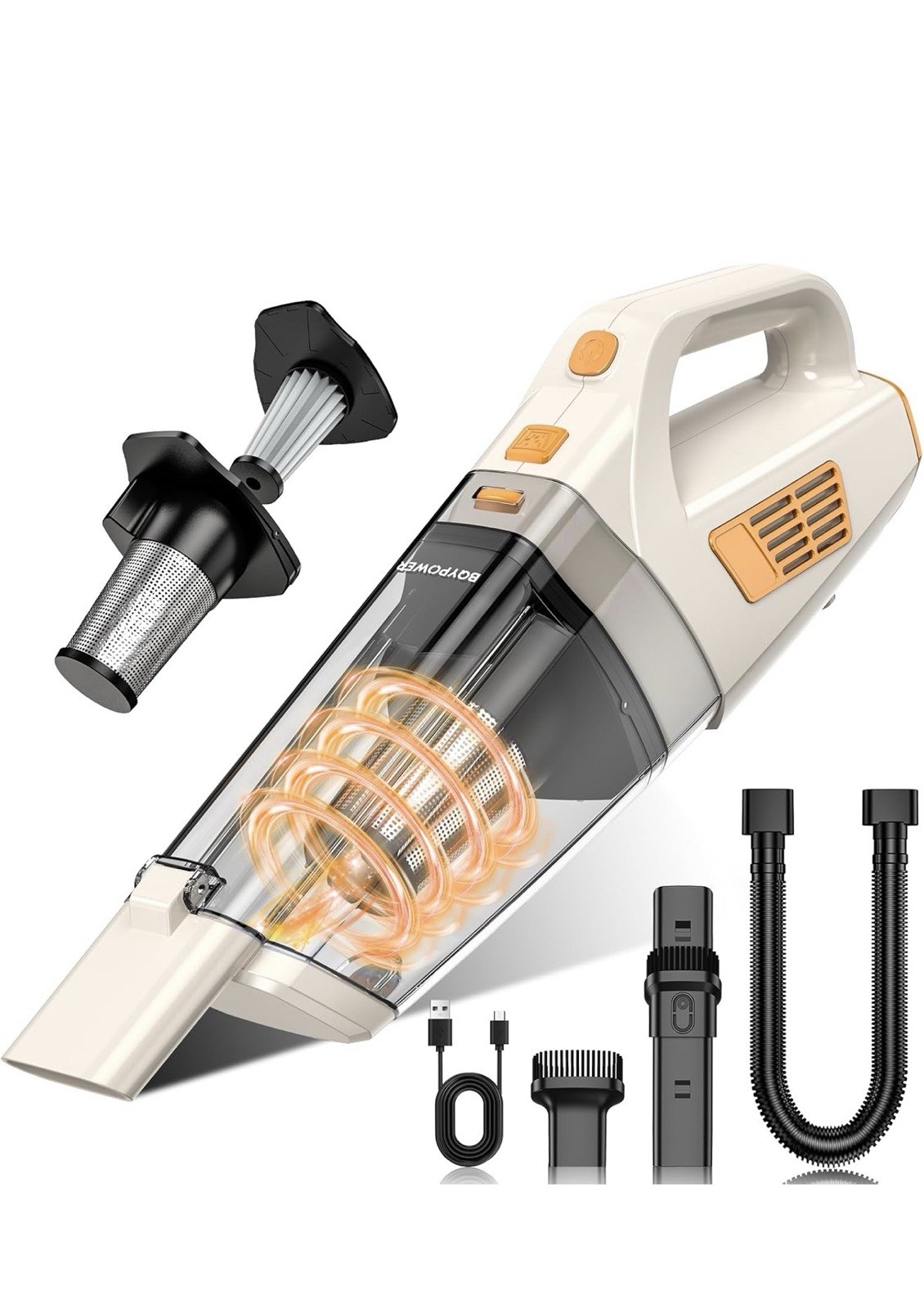 BQYPOWER Handheld Vacuum Cordless, 16000PA Strong Suction Hand Held Vacuum