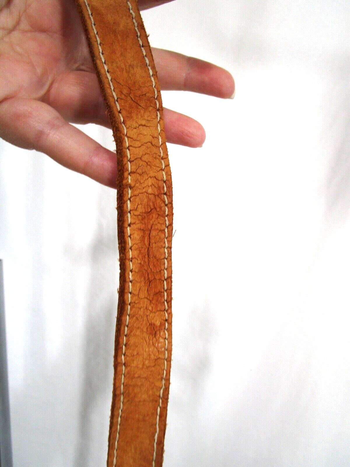 Natural Tan Distressed Leather Silver Hardware Long Replacement Shoulder Strap