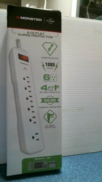 Monster 4 ft.  6 outlets Power Strip w/Surge Protection White  (04700)  FS
