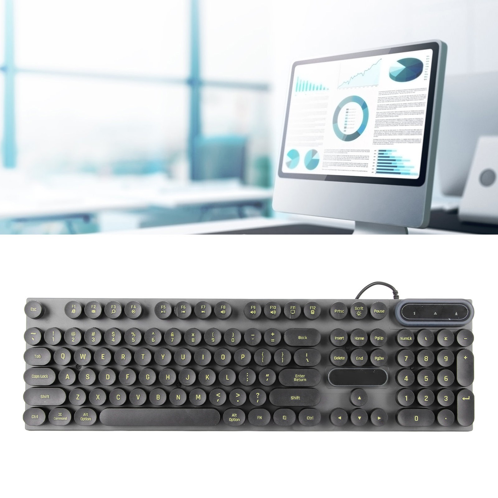 USB Gaming Keyboard 104 Keys Ergonomic Backlit For Desktop Excellent