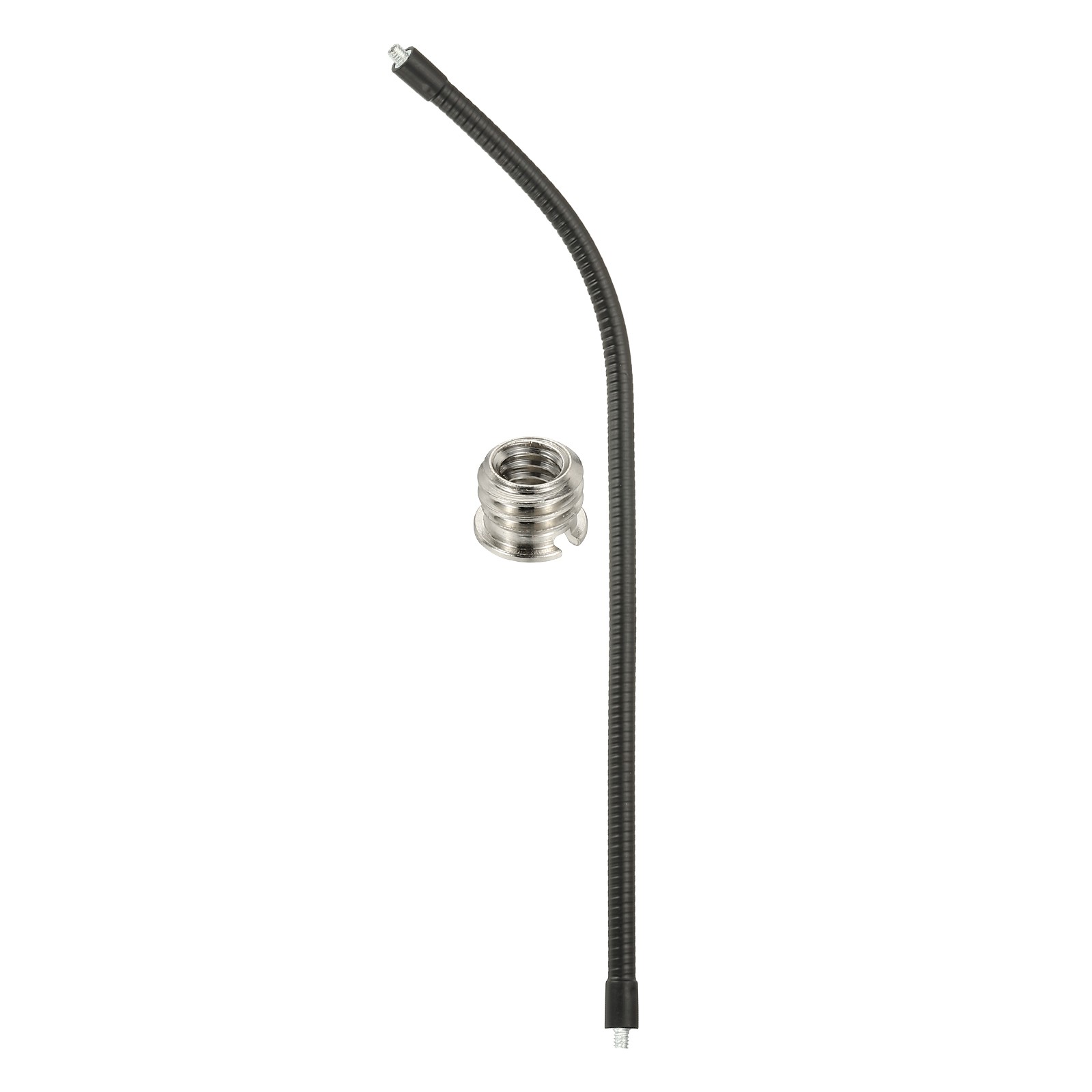 16" Gooseneck 1/4"-20 Male to Male Thread with Reducing Screws Black