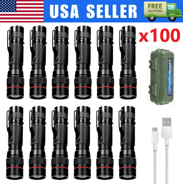 35000000 lumens Small LED Mini Flashlight Pocket Super Bright Torch Rechargeable