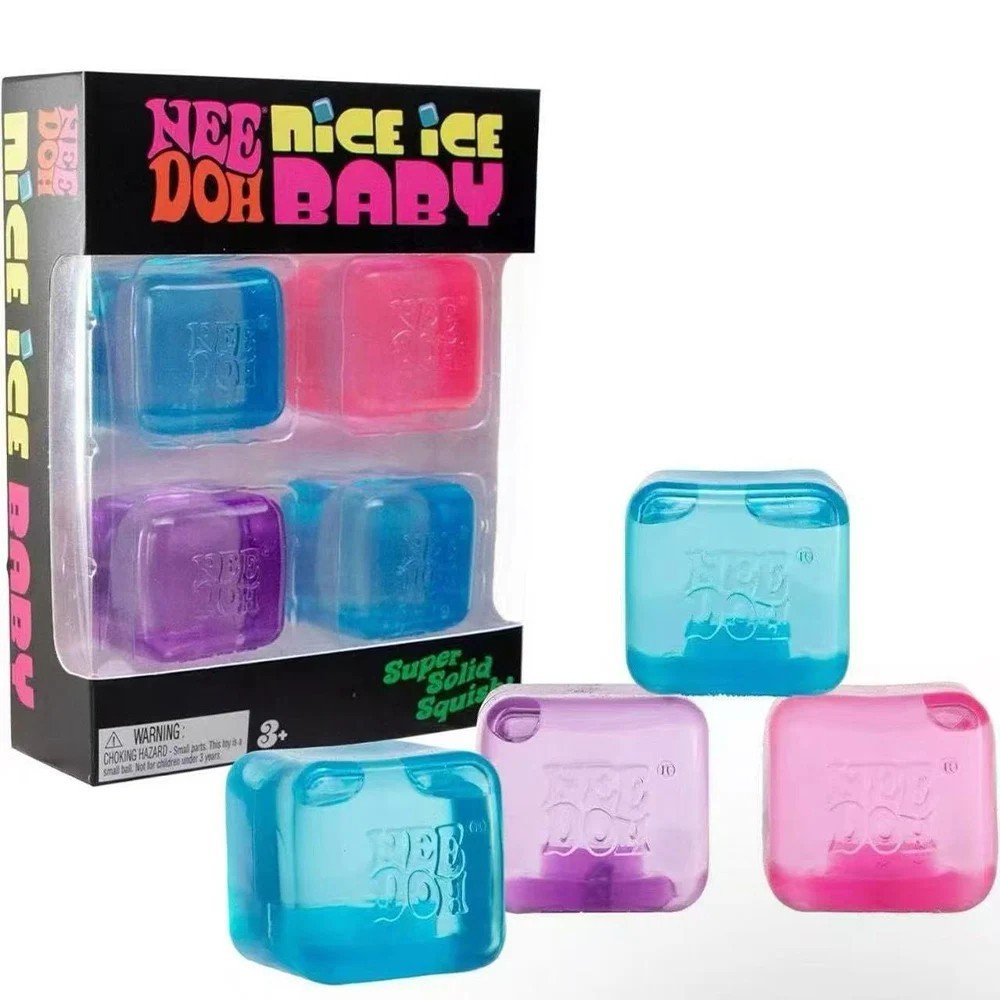 NeeDoh Nice Cube Ice Baby 4 Pack Mini Cubes Squishy Stress Relief Fidget Toy New