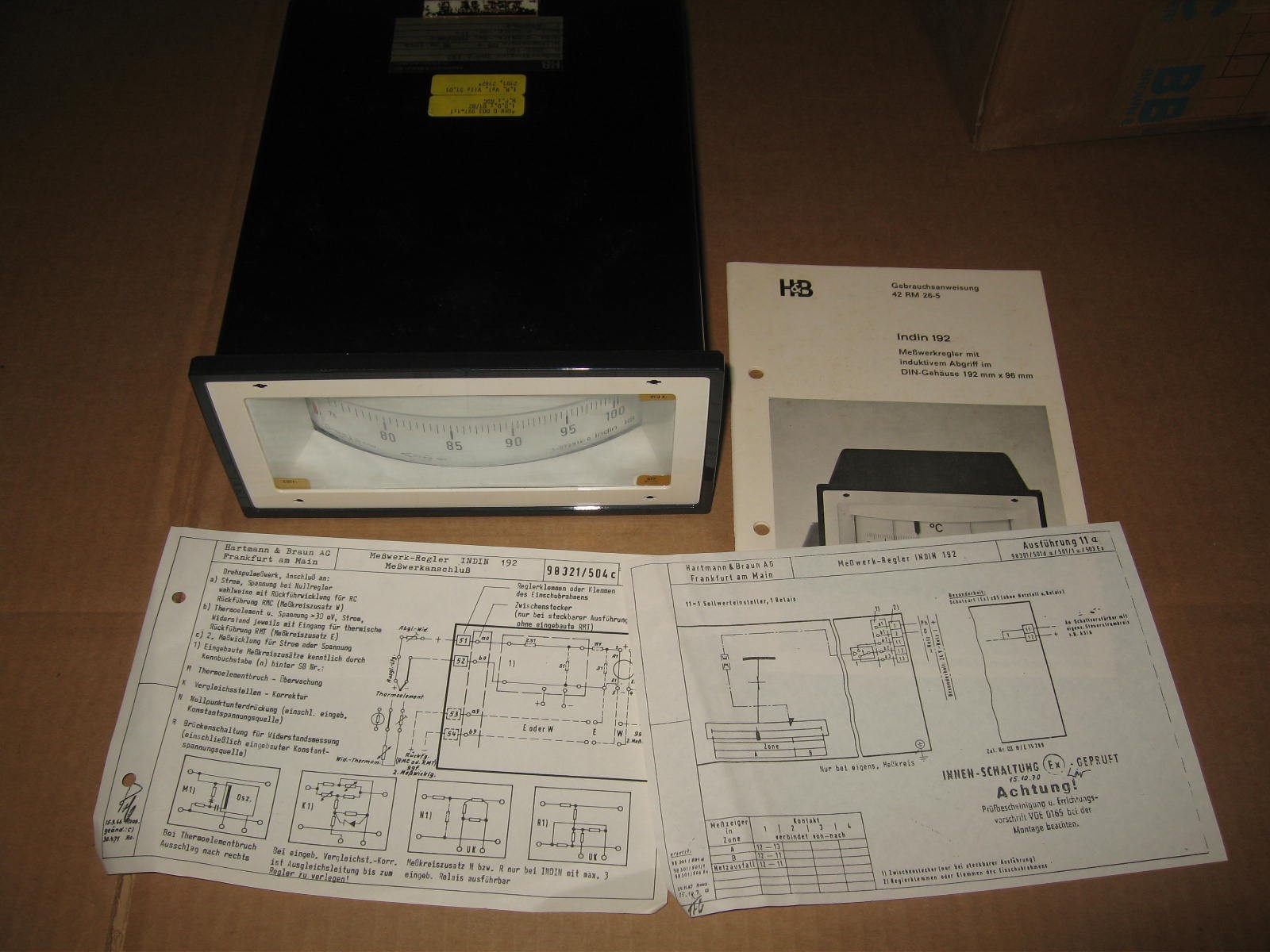 Hartmann & Braun 5-072914-0 76–100% H2 (Hydrogen) Panel Meter Indin 192